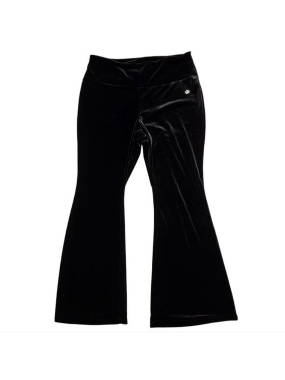 Juicy Couture Velour Flare Pants Womens XL Black Rhinestone Logo Y2K NWOT